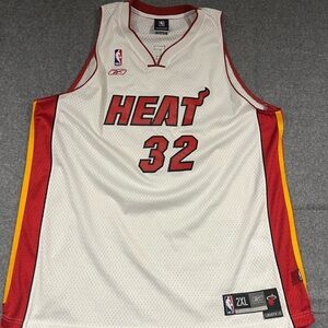 Shaquille O’Neal  Reebok White and Red Miami Heat Jersey